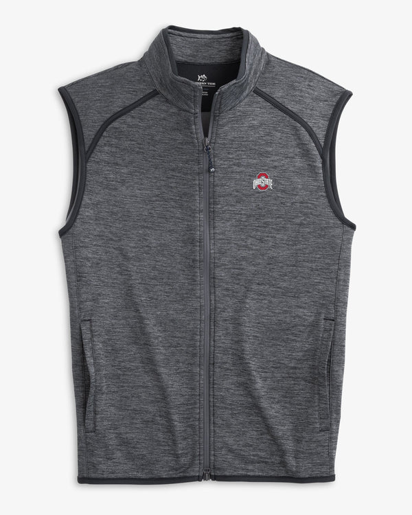 The front view of the Ohio State Buckeyes Baybrook Heather Vest by Southern Tide - Heather Black