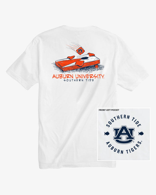 The front view of the Auburn Tigers Cornhole T-Shirt by Southern Tide - Classic White