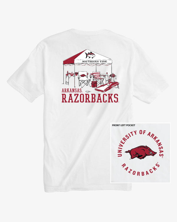 The front view of the Arkansas Razorbacks Tailgate Time T-Shirt by Southern Tide - Classic White
