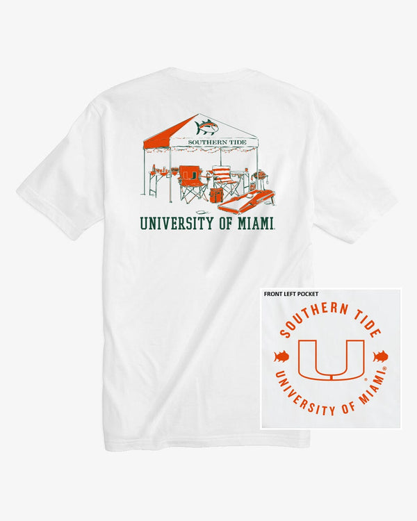 The front view of the Miami Hurricanes Tailgate Time T-Shirt by Southern Tide - Classic White