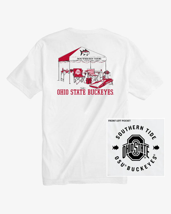 The front view of the Ohio State Buckeyes Tailgate Time T-Shirt by Southern Tide - Classic White
