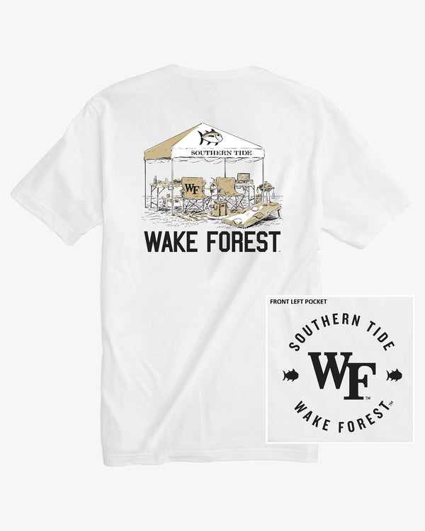 The front view of the Wake Forest Tailgate Time T-Shirt by Southern Tide - Classic White