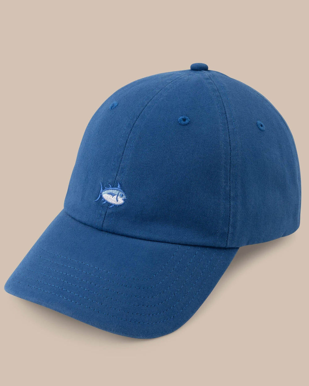 The front view of the Team Colors Skipjack Hat by Southern Tide - University Blue
