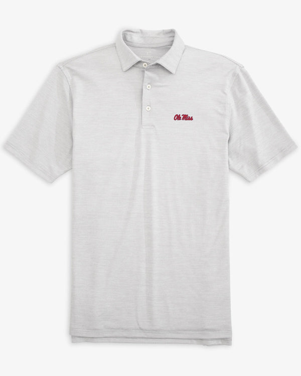 The front of the Ole Miss Driver Spacedye Polo Shirt by Southern Tide - Slate Grey