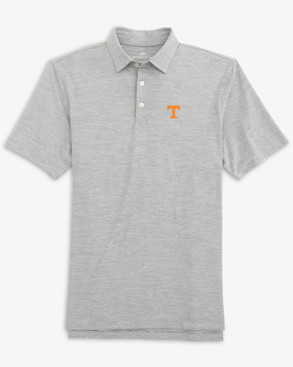 The front view of the Tennessee Vols Driver Spacedye Polo Shirt by Southern Tide - Black
