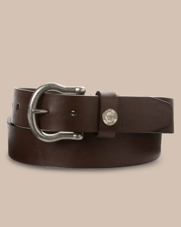 The front view of the Southern Tide Classic Leather Belt by Southern Tide - Dark Brown