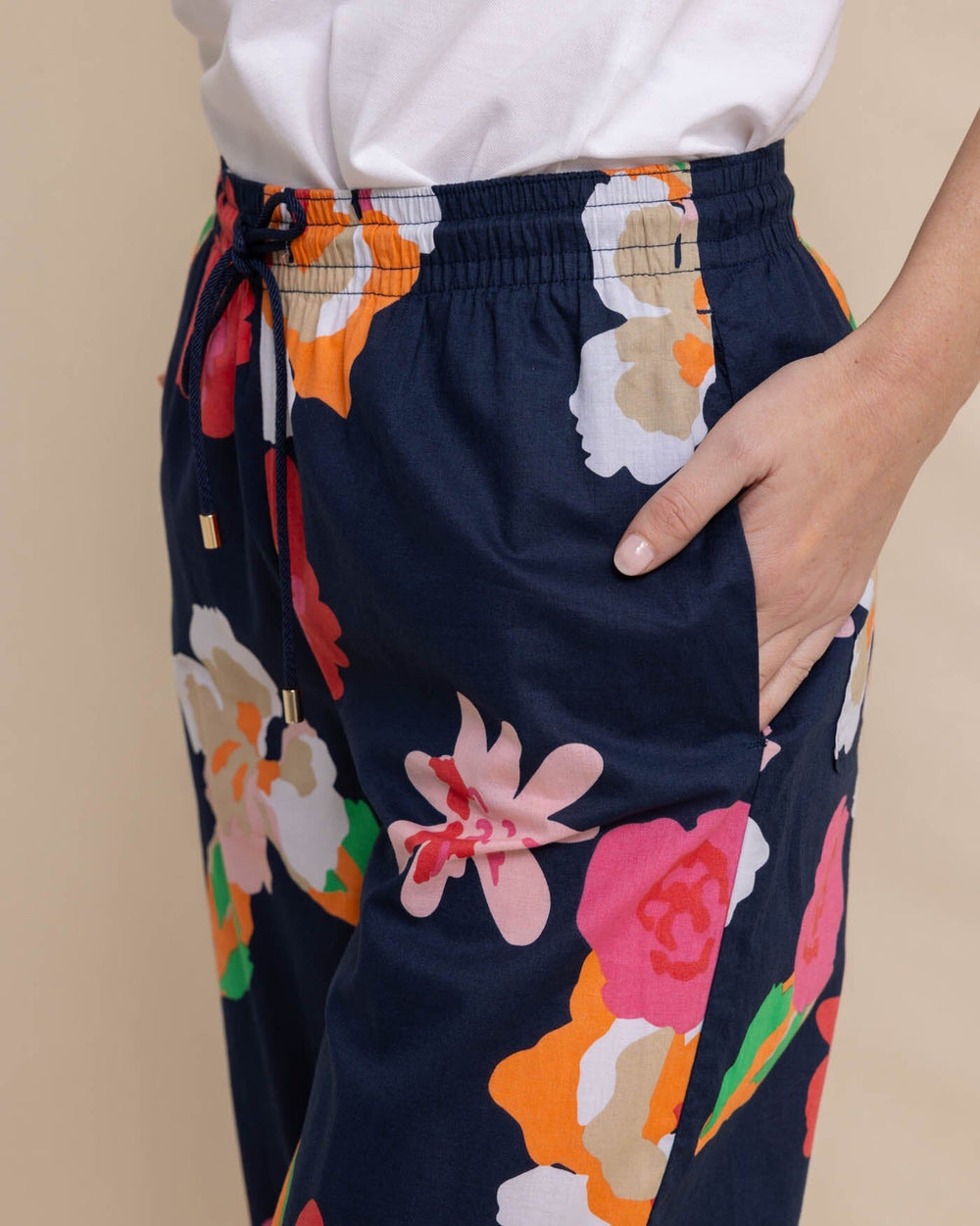 The detail view of the Southern Tide Alain Garden Splendor Pant by Southern Tide - Dress Blue