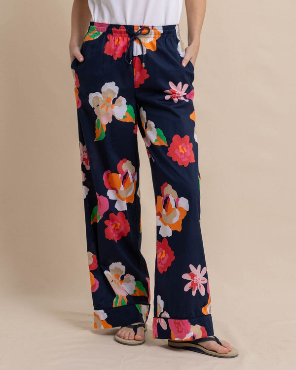 The front view of the Southern Tide Alain Garden Splendor Pant by Southern Tide - Dress Blue