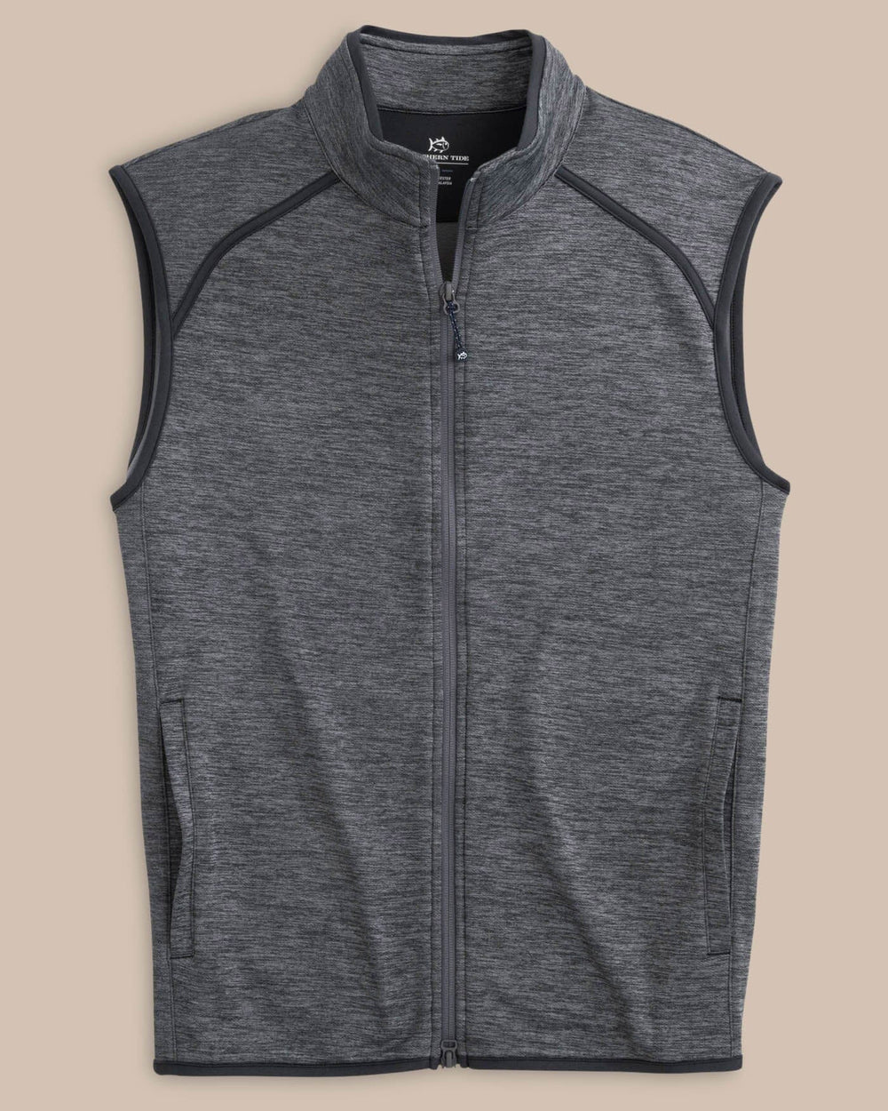 The front view of the Southern Tide Baybrook Heather Vest by Southern Tide - Heather Black