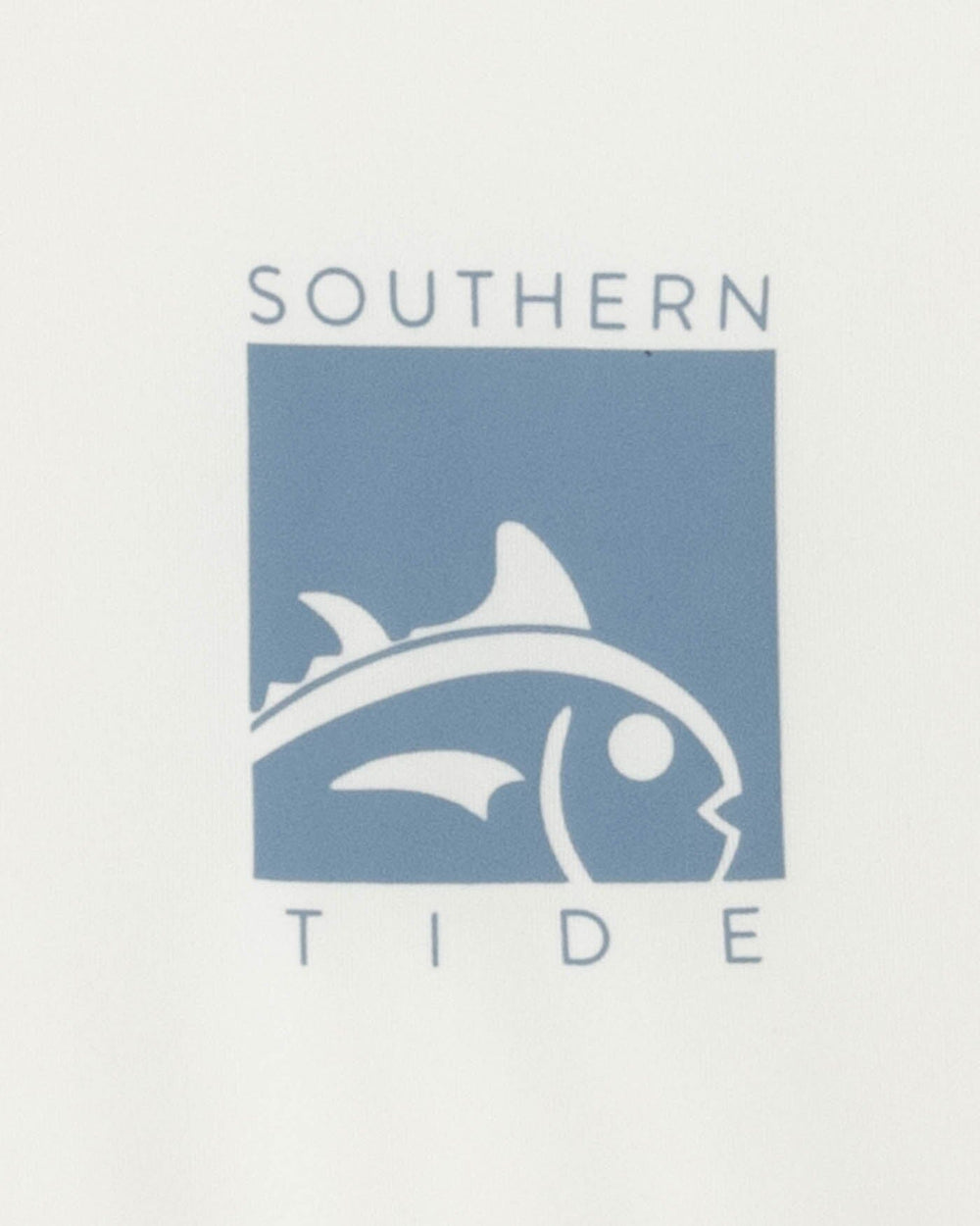The detail view of the Southern Tide Boxed Chest Performance Long Sleeve T-Shirt by Southern Tide - Sand White