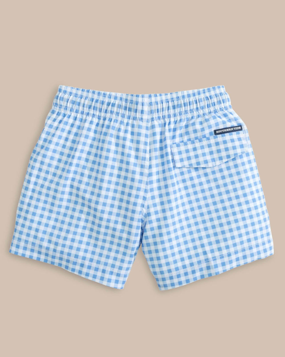 The back view of the Southern Tide Boys Baldwin Gingham Printed Swim Trunk by Southern Tide - Ocean Channel