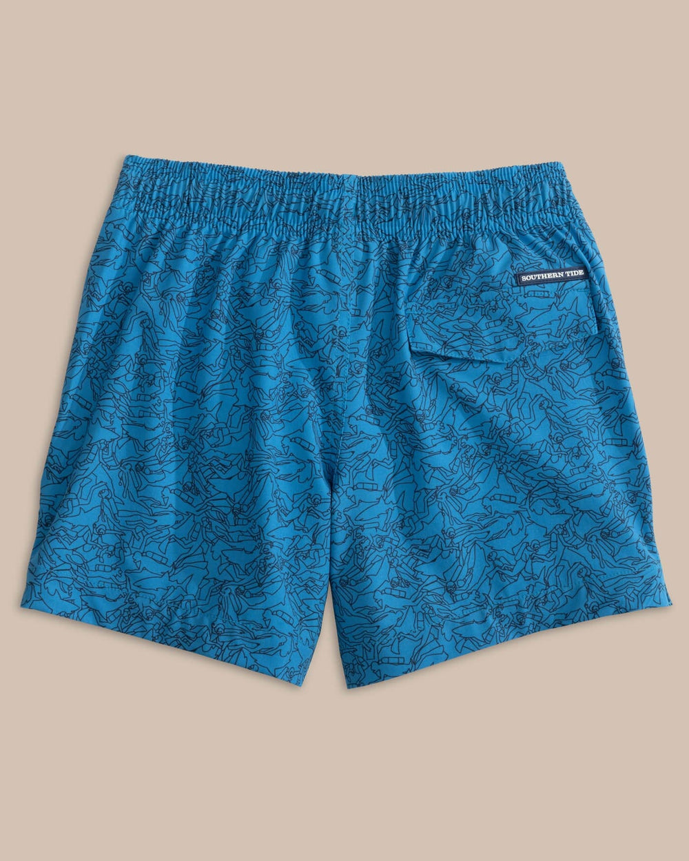 The back view of the Southern Tide Boys Dive In Swim Trunk by Southern Tide - Mediterranean Blue