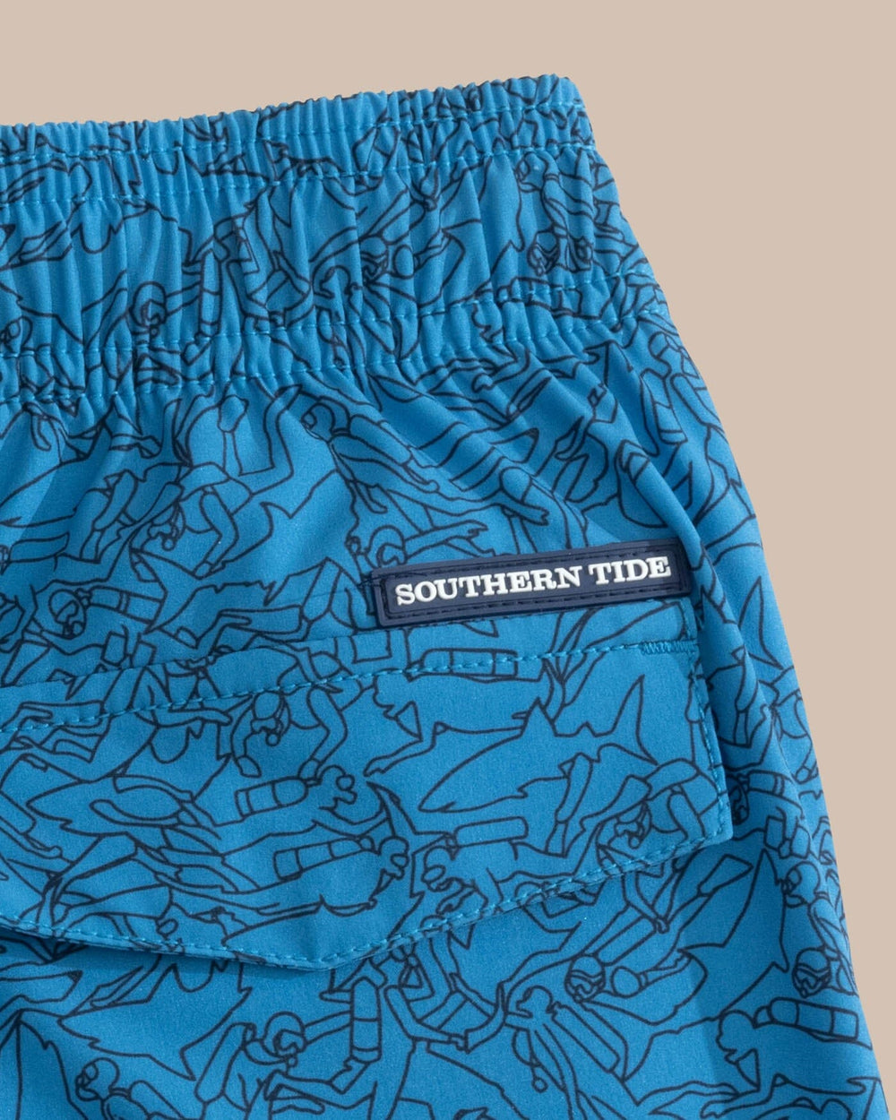 The detail view of the Southern Tide Boys Dive In Swim Trunk by Southern Tide - Mediterranean Blue