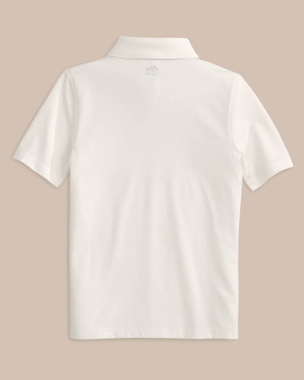 The back view of the Boys Driver Performance Polo Shirt by Southern Tide - Classic White
