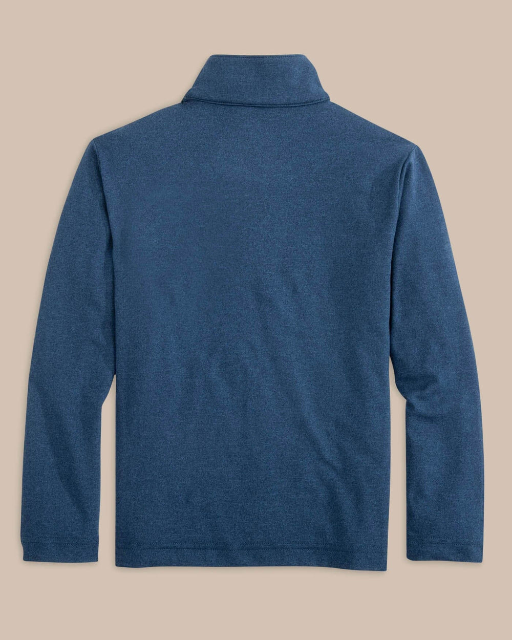 The back view of the Southern Tide Boys Heather Cruiser Quarter Zip by Southern Tide - Heather Dress Blue