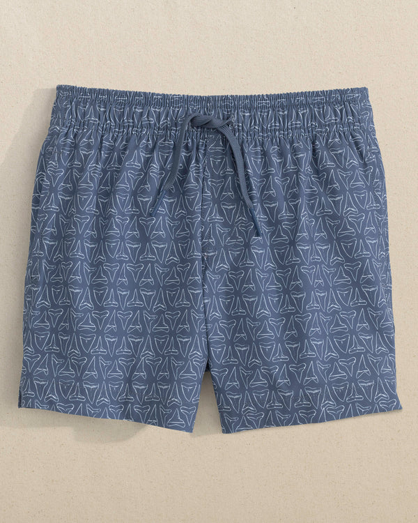 The front view of the Southern Tide Boys Jaw Breakers Swim Trunk by Southern Tide - Light Indigo