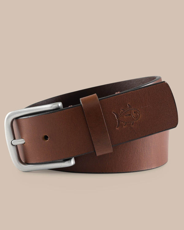 The front view of the Boys Leather Belt by Southern Tide - Light Brown