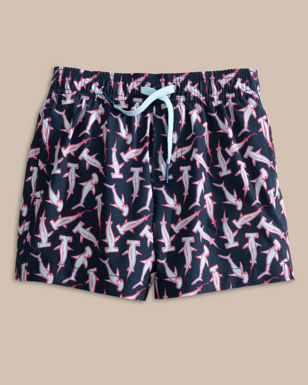 The front view of the Southern Tide Boys Nailed It Swim Trunk by Southern Tide - Dress Blue