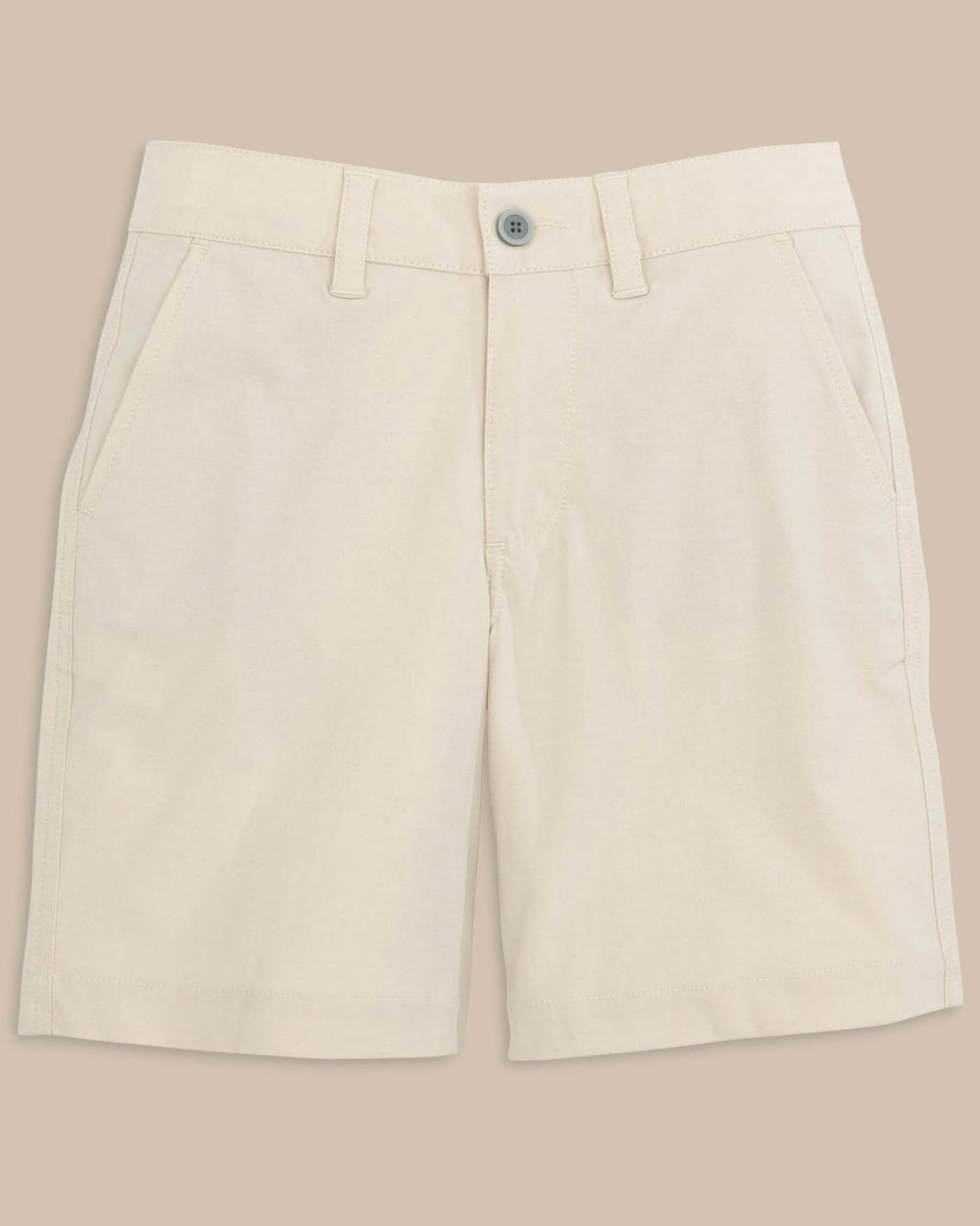 The front view of the Kid's T3 Gulf Short by Southern Tide - Stone