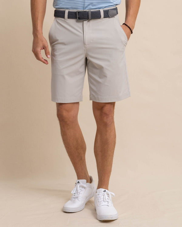 The front view of the Southern Tide brrr die 10 Short by Southern Tide - Stone