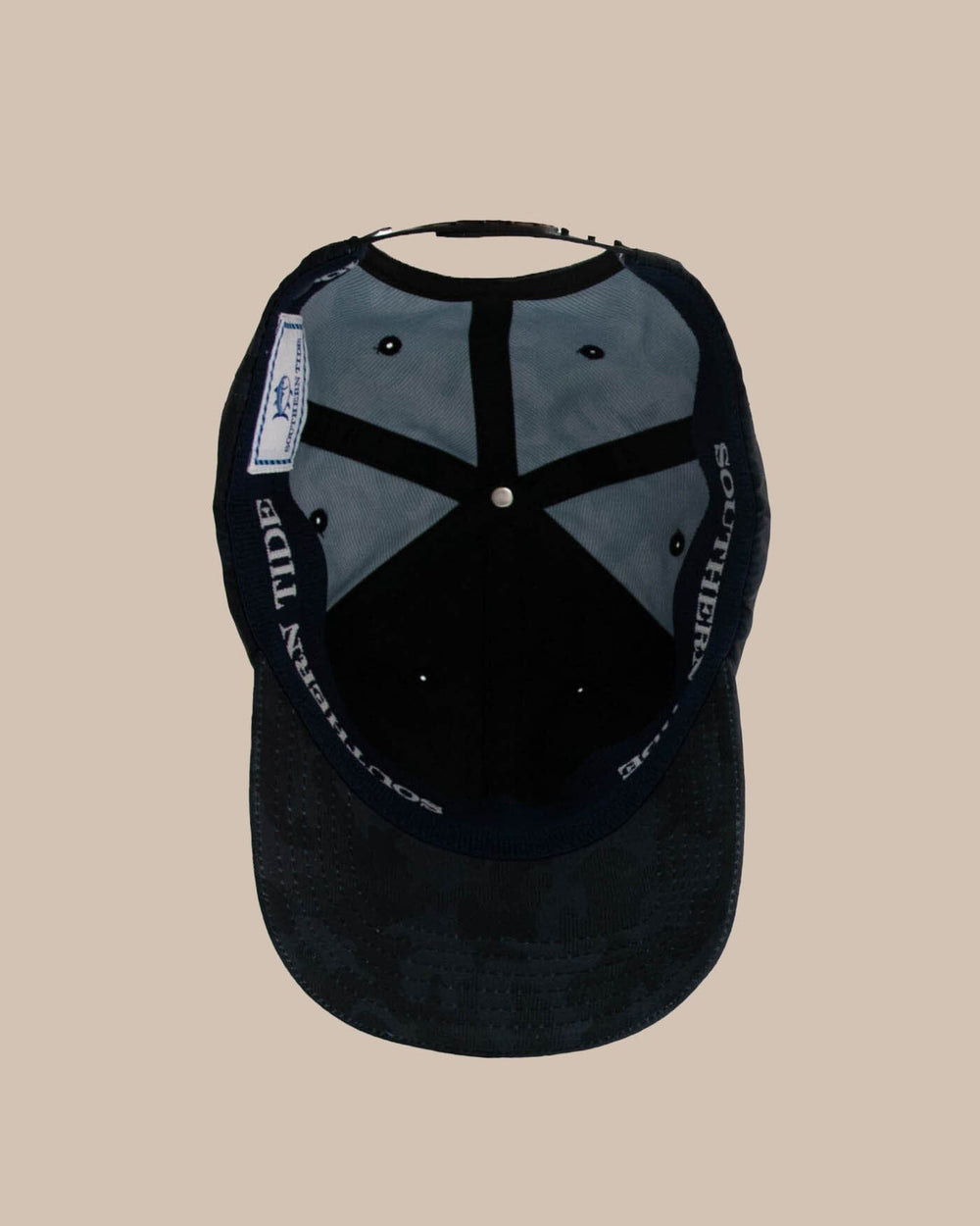 The back view of the Southern Tide Camo Printed Performance Hat by Southern Tide - Caviar Black