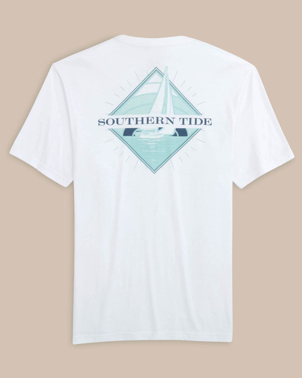 The back view of the Southern Tide Diamond Sailing Short Sleeve T-shirt by Southern Tide - Classic White