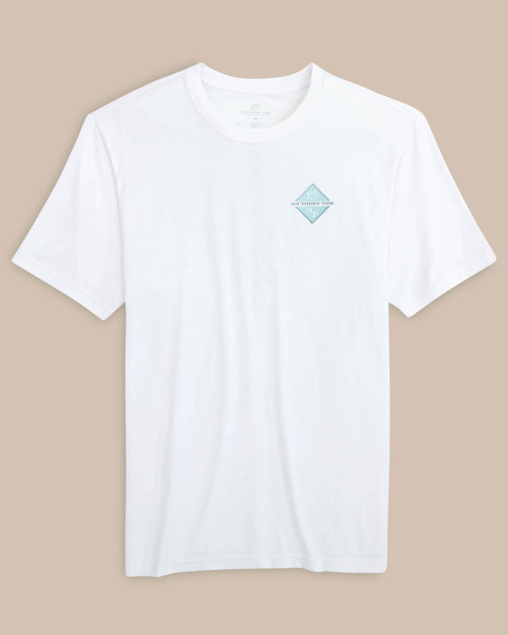 The front view of the Southern Tide Diamond Sailing Short Sleeve T-shirt by Southern Tide - Classic White