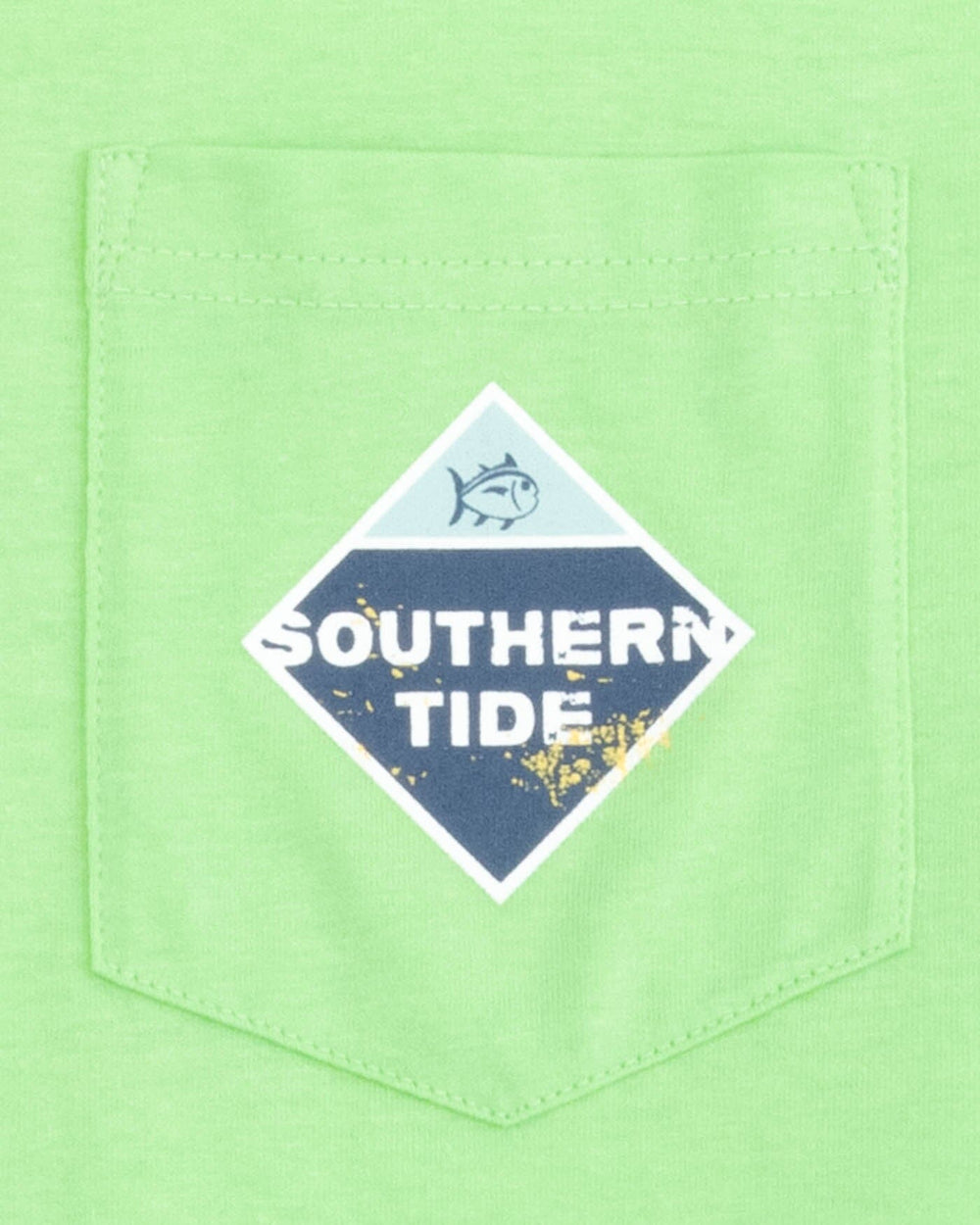 The detail view of the Southern Tide Diamond ST Trademark Short Sleeve T-Shirt by Southern Tide - Pistachio Green