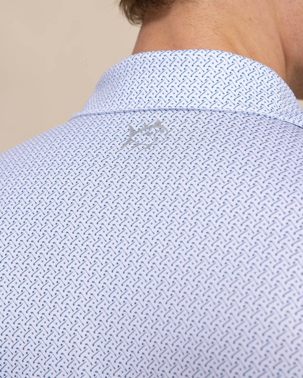 The detail view of the Southern Tide Driver Clubbin It Printed Polo by Southern Tide - Classic White