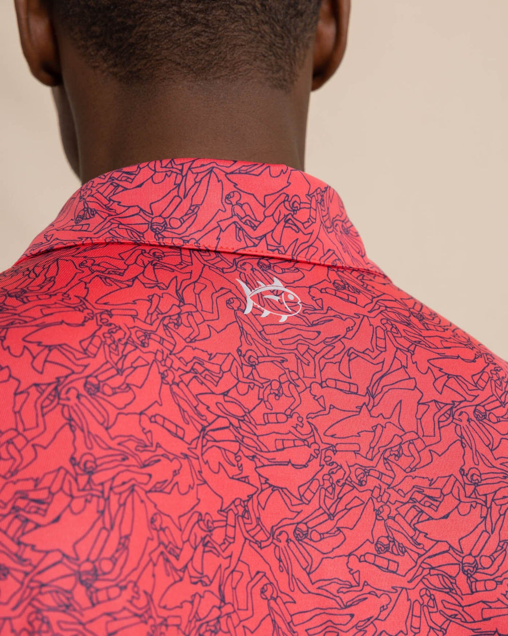 The detail view of the Southern Tide Driver Dive In Polo Shirt by Southern Tide - Teaberry Pink