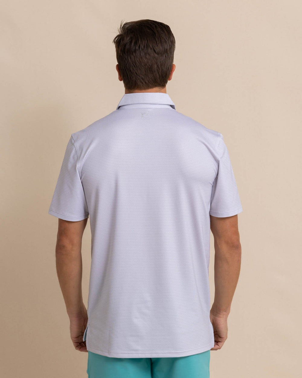 The detail view of the Southern Tide Driver Getting Ziggy With It Printed Polo by Southern Tide - Platinum Grey