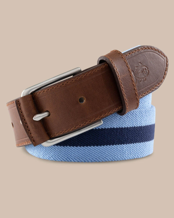 The front view of the Men's Gadson Stretch Ribbon Belt by Southern Tide - Tide Blue