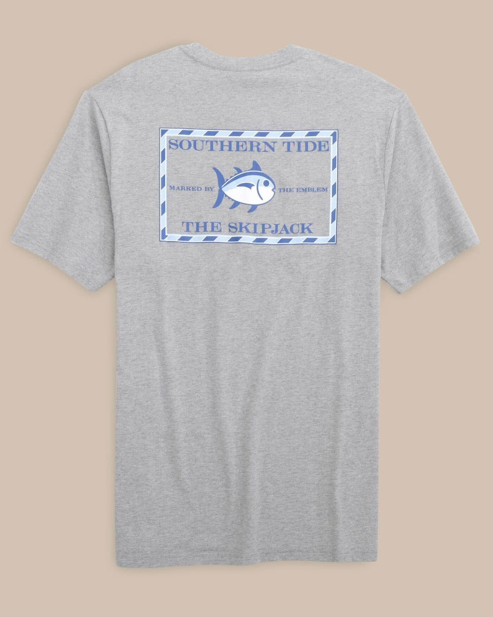 The back view of the Southern Tide Heathered Original Skipjack T-Shirt by Southern Tide - Heather Quarry
