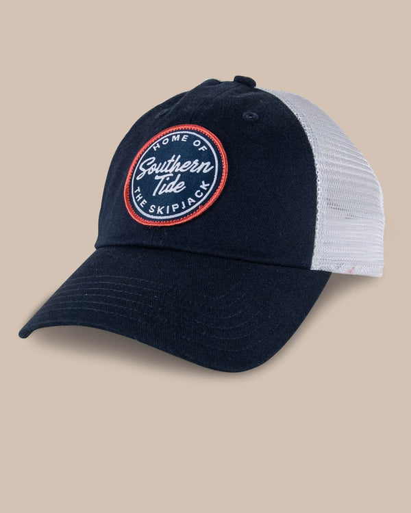 The front view of the Southern Tide Home of the Skipjack Patch Trucker by Southern Tide - Navy
