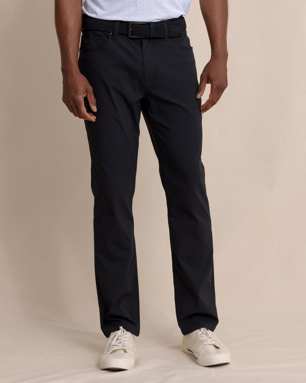 The front view of the Southern Tide Intercoastal Performance Pant in Caviar Black by Southern Tide - Caviar Black