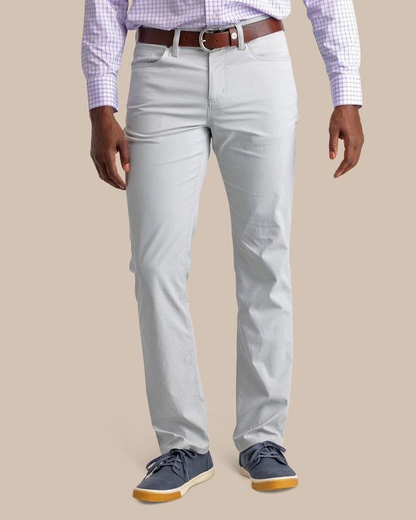The front view of the Southern Tide Intercoastal Performance Pant by Southern Tide - Seagull Grey
