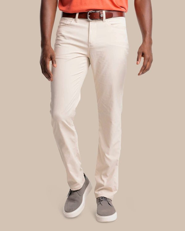 The front view of the Southern Tide Intercoastal Performance Pant by Southern Tide - Stone