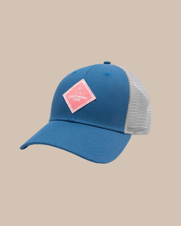 The front view of the Southern Tide Island Blooms Trucker Hat by Southern Tide - Blue