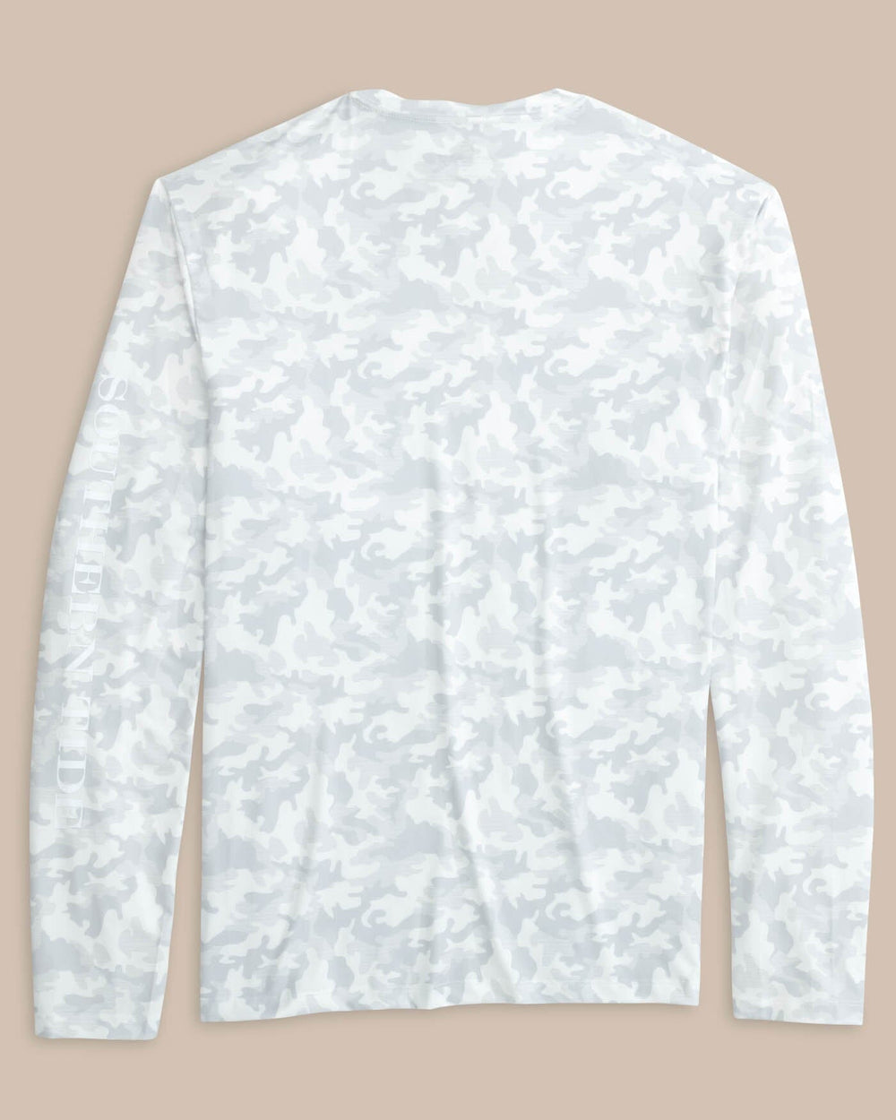 The back view of the Southern Tide Island Camo Long Sleeve Performance T-shirt by Southern Tide - Classic White