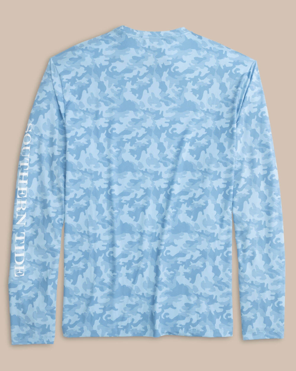 The back view of the Southern Tide Island Camo Long Sleeve Performance T-shirt by Southern Tide - Clearwater Blue