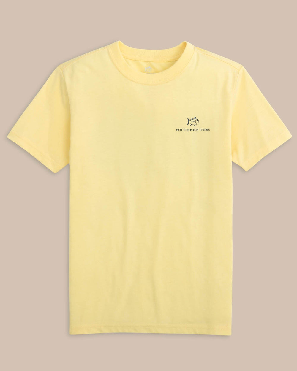 The front view of the Southern Tide Kids Bottoms Up Short Sleeve T-shirt by Southern Tide - Blonde