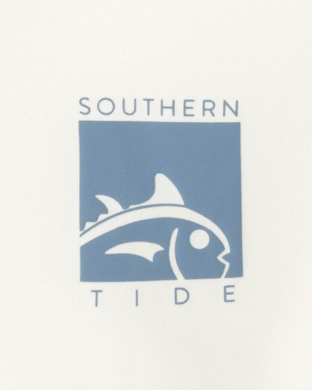 The detail view of the Southern Tide Kids Boxed Chest Performance Long Sleeve T-Shirt by Southern Tide - Sand White