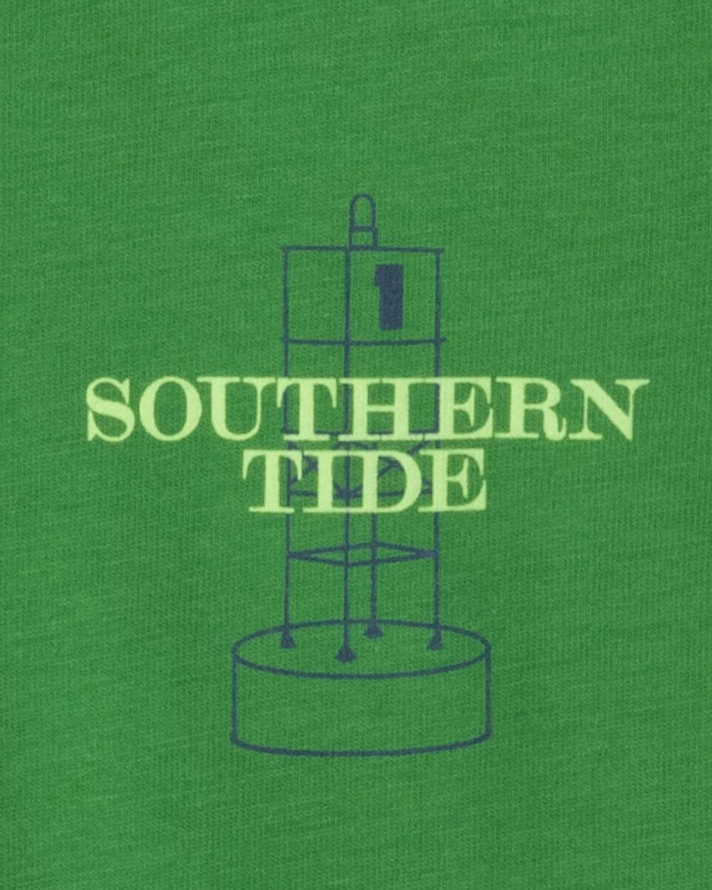 The detail view of the Southern Tide Kids Buoy Badge Heather Short Sleeve T-Shirt by Southern Tide - Heather Foliage Green