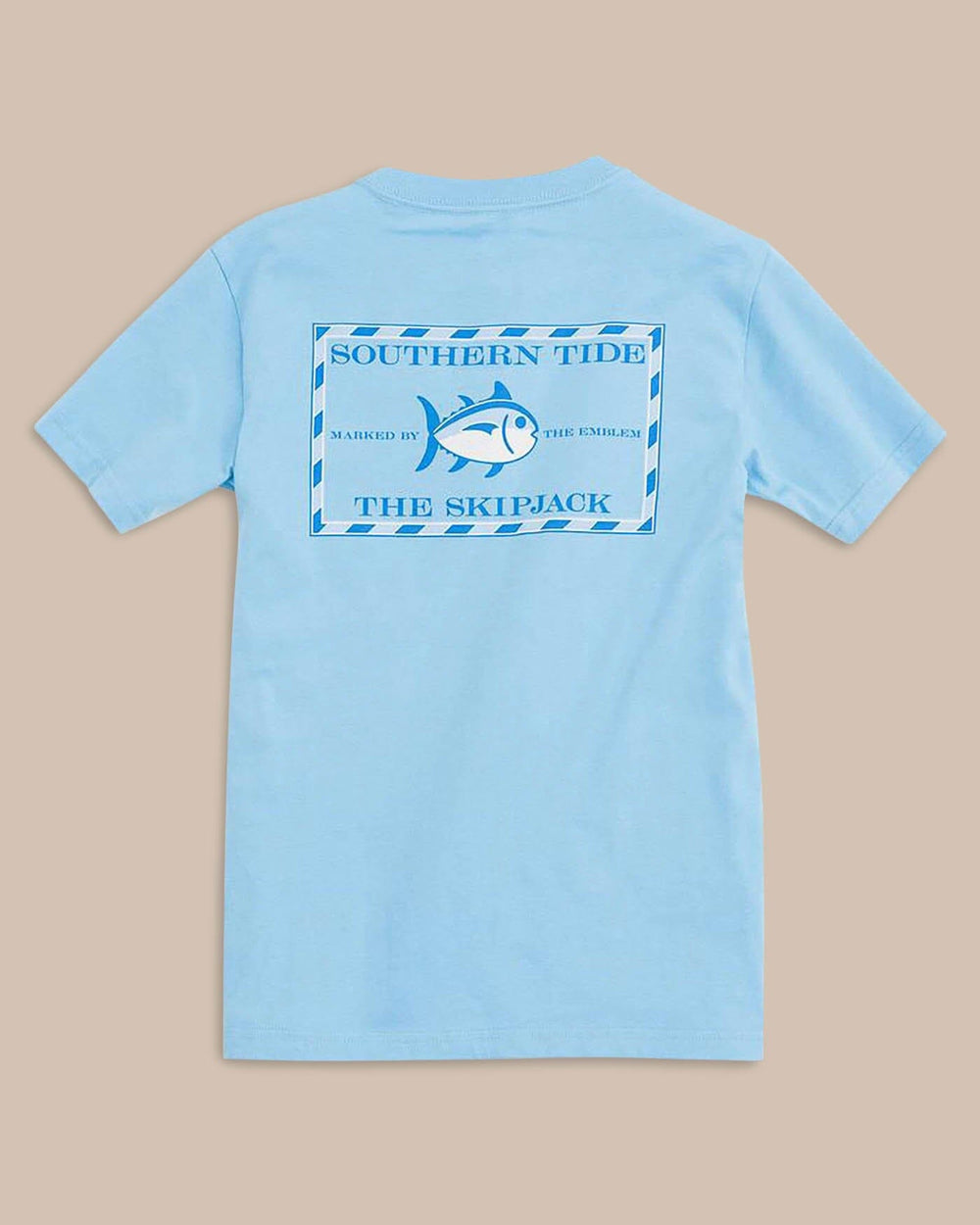 The back view of the Kid's Blue Original Skipjack T-Shirt by Southern Tide - Ocean Channel