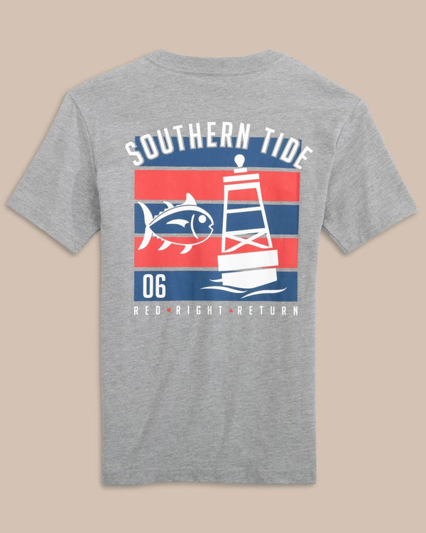 The back view of the Southern Tide Kids RRR SJ Heather T-shirt by Southern Tide - Heather Quarry