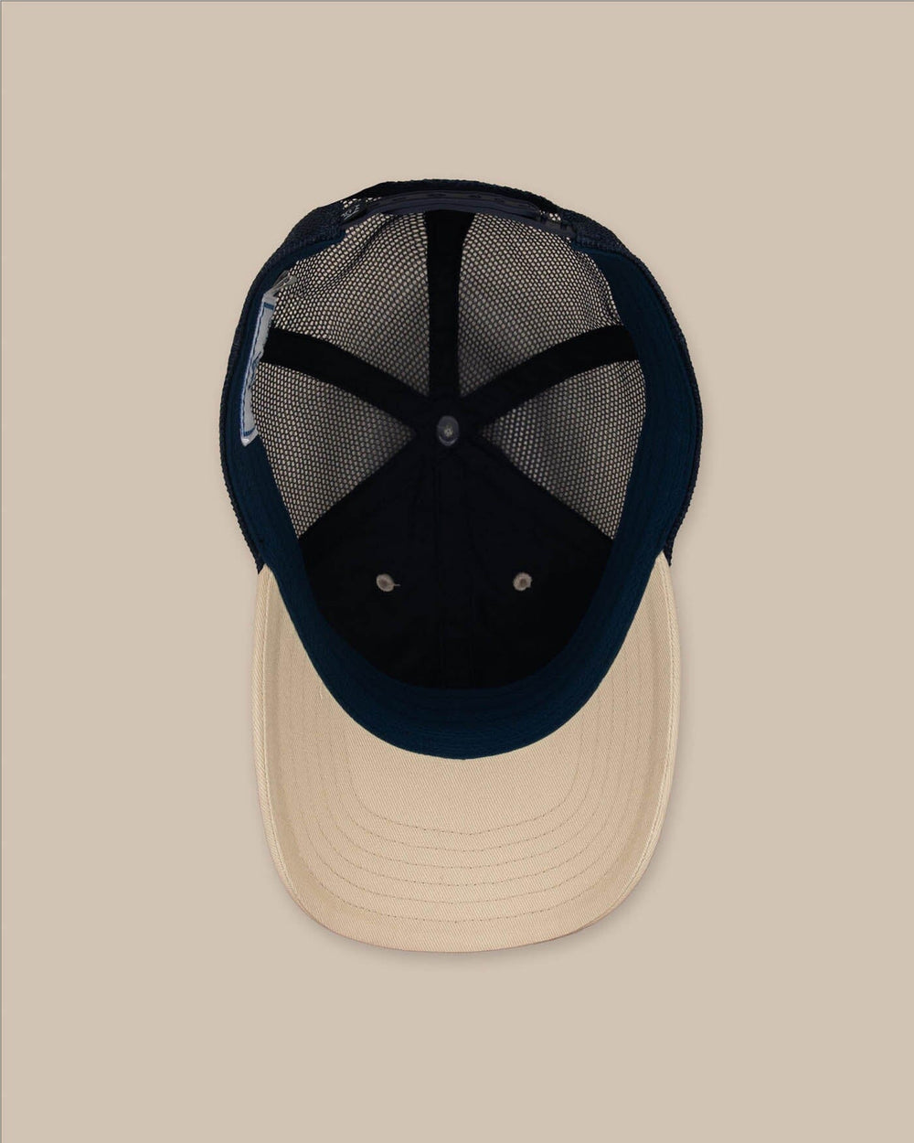 The detail view of the Southern Tide Kids Tidal Wave Trucker Hat by Southern Tide - Stone