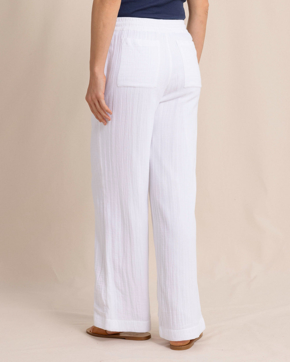 The back view of the Southern Tide Laken Wide Leg Pant by Southern Tide - Classic White