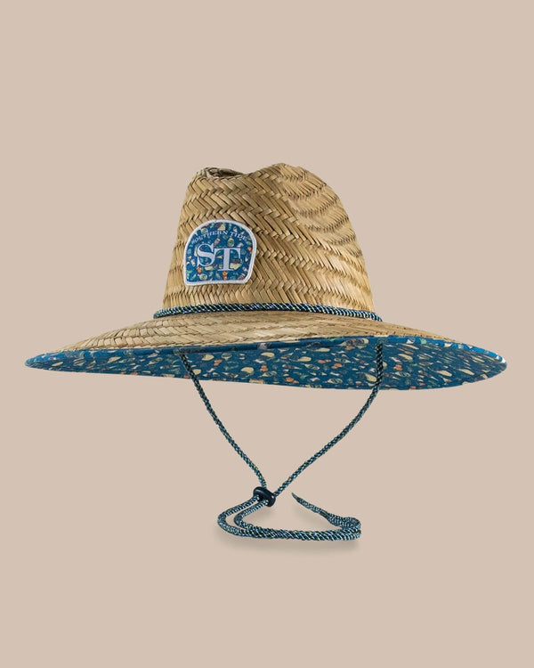 The front view of the Southern Tide Marg Madness Straw Hat by Southern Tide - Atlantic Blue
