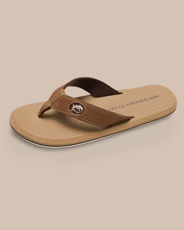 The top view of the Men's Brown Caramel Flipjacks by Southern Tide - Caramel