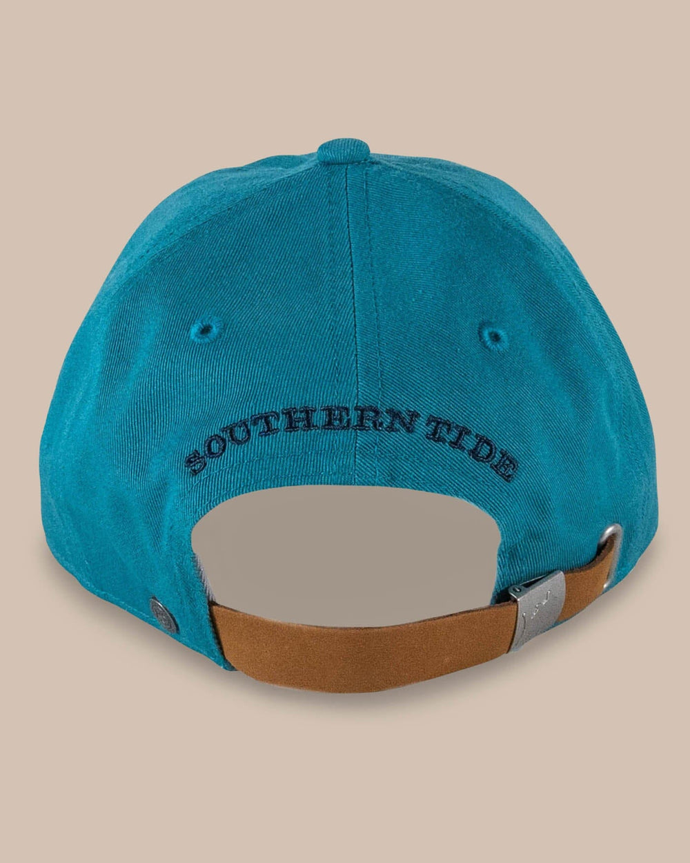 The back view of the Southern Tide Mini Skipjack Leather Strap Hat by Southern Tide - Neptune